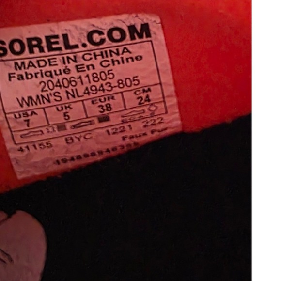 SOREL OUT N ABOUT III PUFFY ZIP WP Women's Waterproof Boot Orange Sz 7 EU 38 - Picture 6 of 6